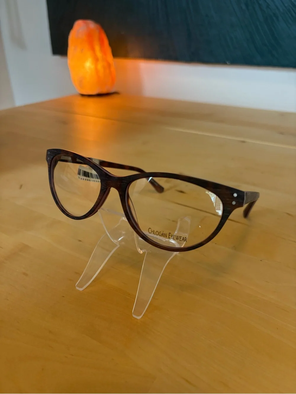 Chlogan Eyewear Round Woodgrain Eyeglasses Purple Brown Haze 9002 57-18-150 NWT